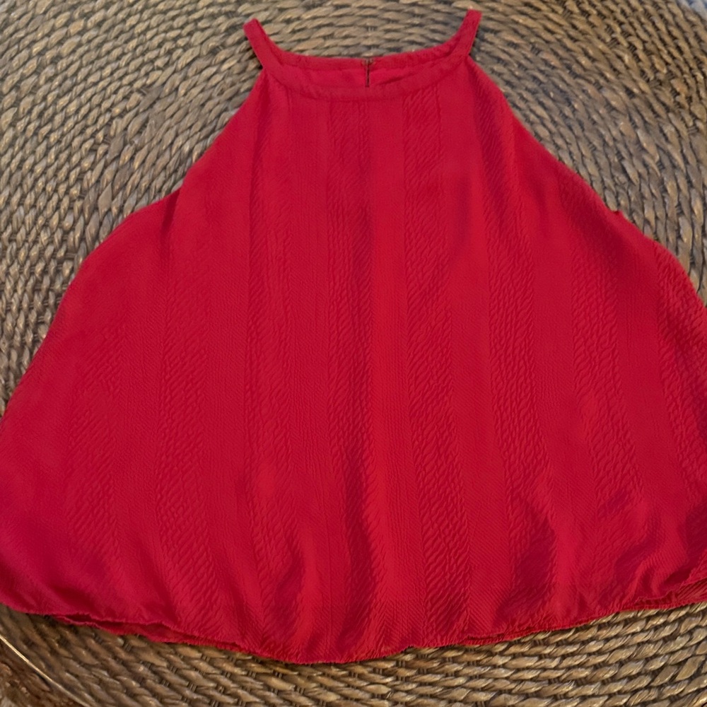 LOFT Red Sleeveless Halter Blouse